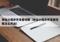 微信小程序开发者权限（微信小程序开发者权限怎么开启）